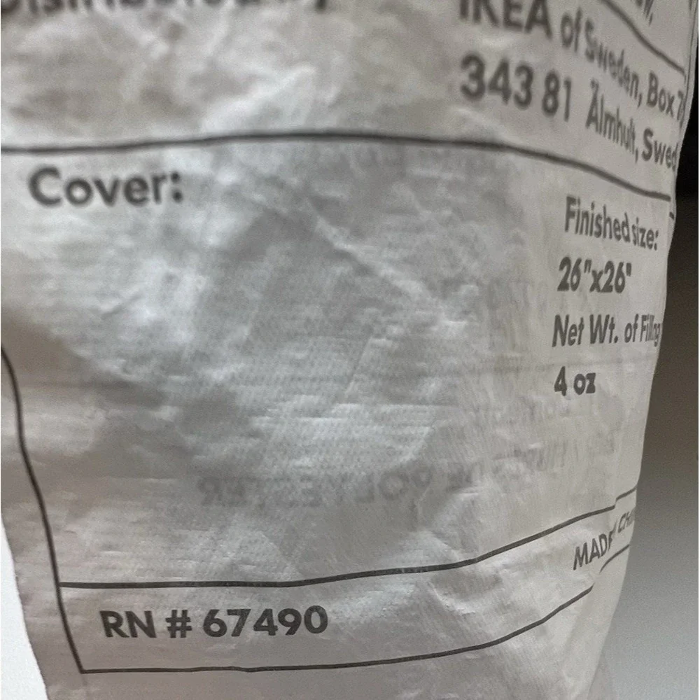 Ikea ALINA Cushion Pillow Covers x 2 Gray Quilted Zip Close Euro Shams 25 x 25